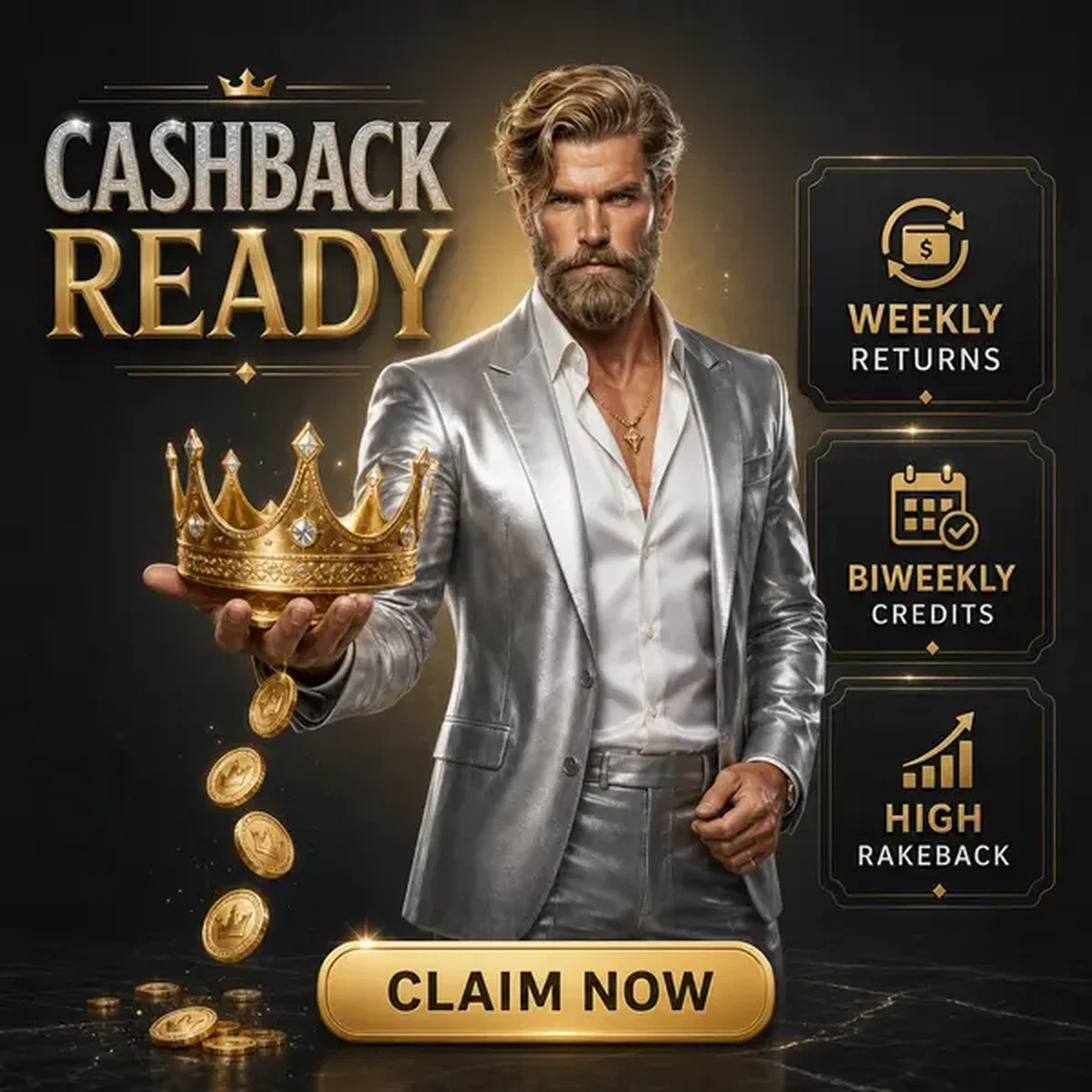 The Diamond Magnate presenting cashback rewards as player logs into sophisticated gaming portal