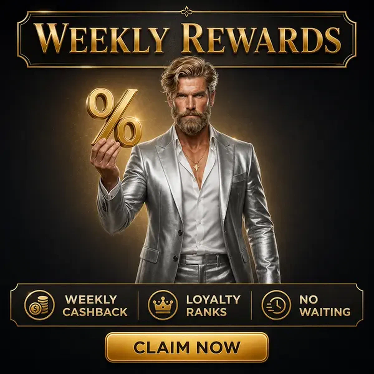 Sophisticated player evaluating Vipzino Esports esports betting rewards with golden percent emblem