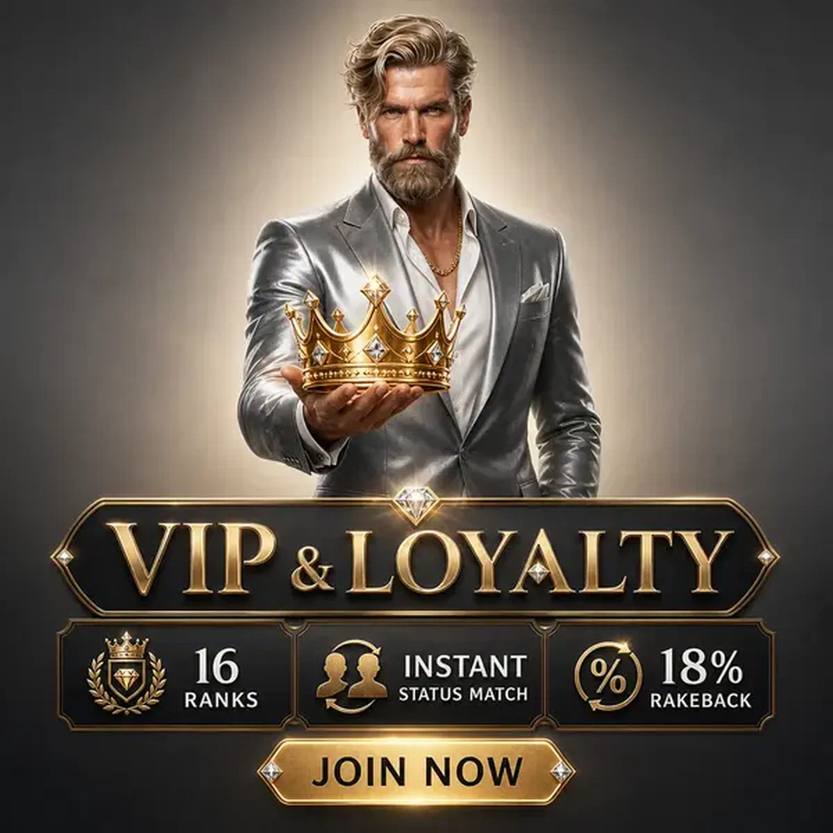 Diamond Magnate presents VIP crown at Vipzino loyalty program entrance