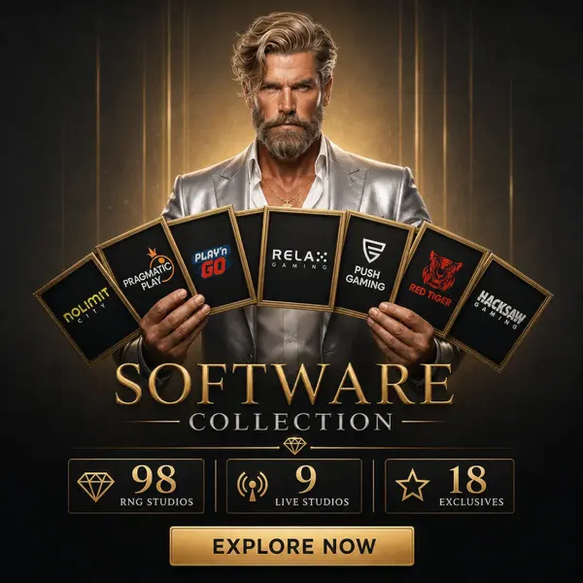 The Diamond Magnate presenting Vipzino software provider collection with elegant focus